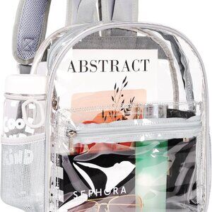 Elegant Stadium Approved Grey Clear Backpack - Waterproof & Comfortable